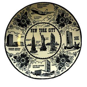 NEW YORK CITY OF WONDERS Souvenir Plate included World Trade Ctr Twin Towers